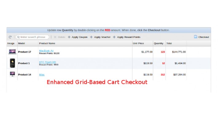 Quick Ordering - Enhanced Grid-Based Cart Checkout