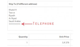 Customer's telephone in invoice