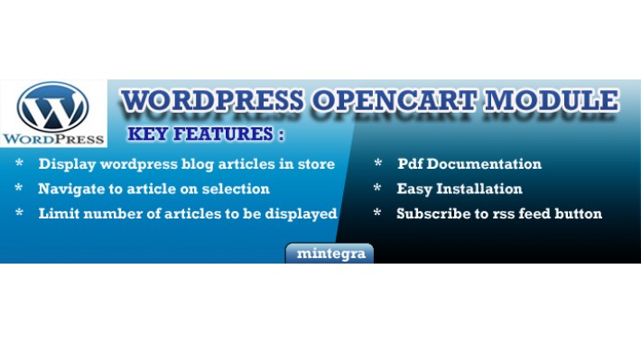 OpenCart WordPress v1.0 Supports OpenCart 1.5.X 1.4.x