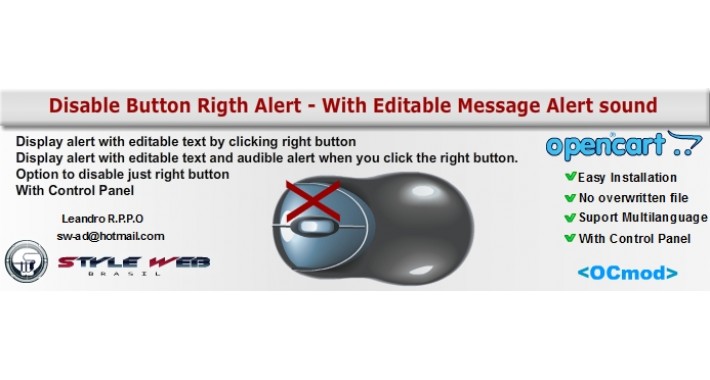 Disable Button Rigth Alert - With Editable Message Alert sound