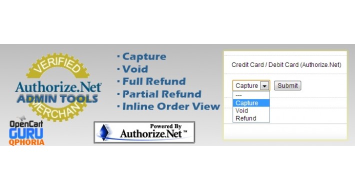 Authorize.net Admin Tools 15x/2xx (Refund/Void/Capture)