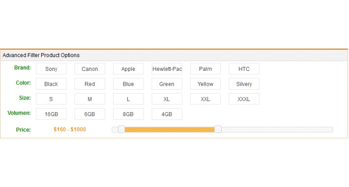 Advanced Filter Product Options