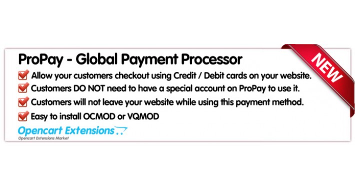 OpenCart - ProPay Global Payment Processor - CreditCards - OC- 2.X