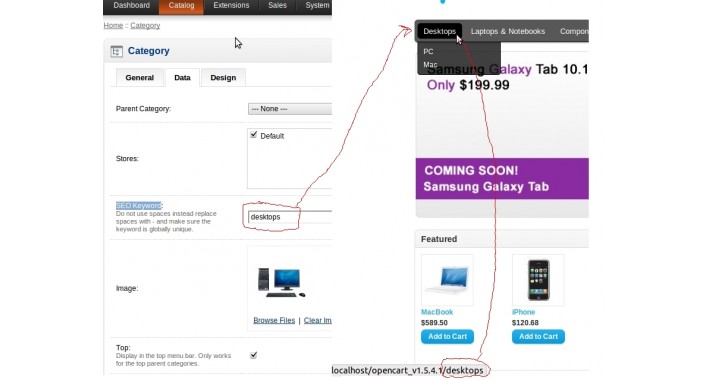 SEO links on top menu