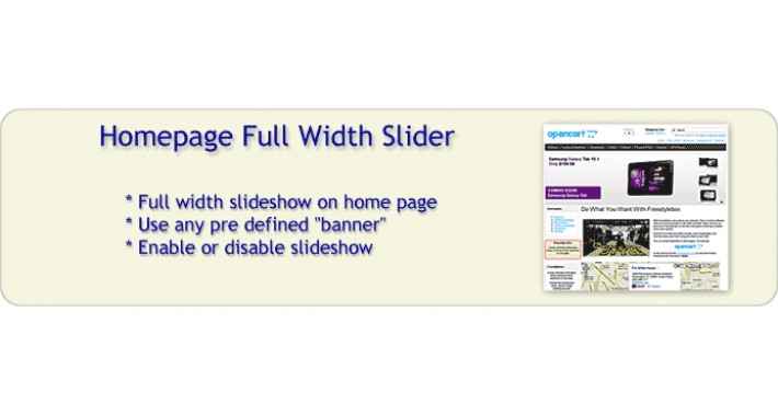 Opencart Homepage Full Width Slideshow For Opencart 1 5 X