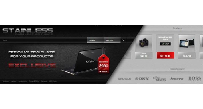  STAINLESS Responsive dark leather & metal theme
