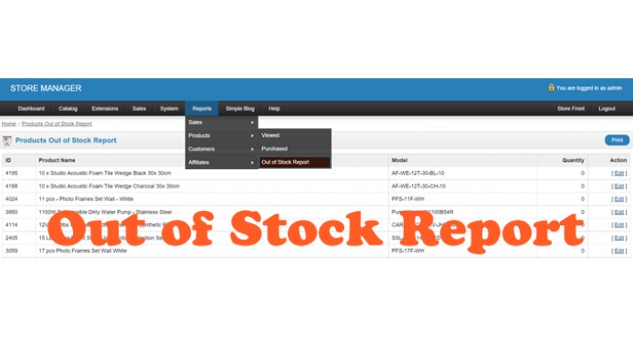Out of Stock Report 1.5.x and  2.0.x