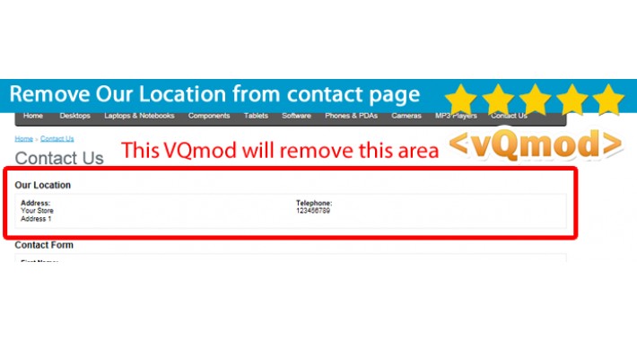 Remove Our Location Address & Phone number on contact page