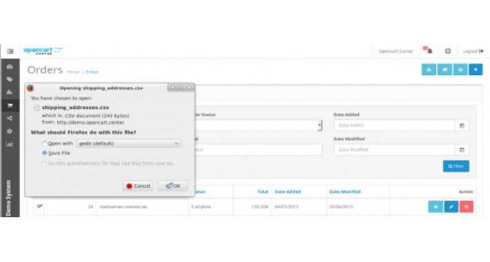 Sales order - Address export with shipper address