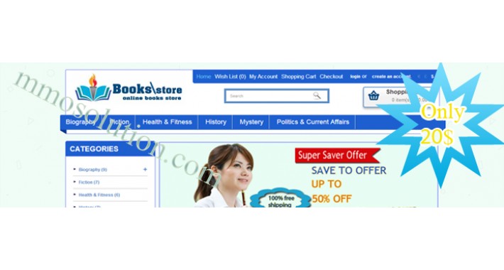 mmos book store Blue theme