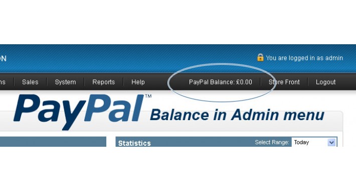 PayPal balance in Admin menu