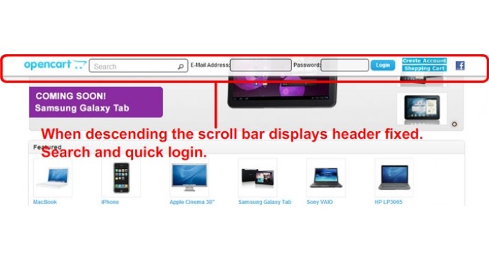 Fixed Header Quick Search and Quick Login