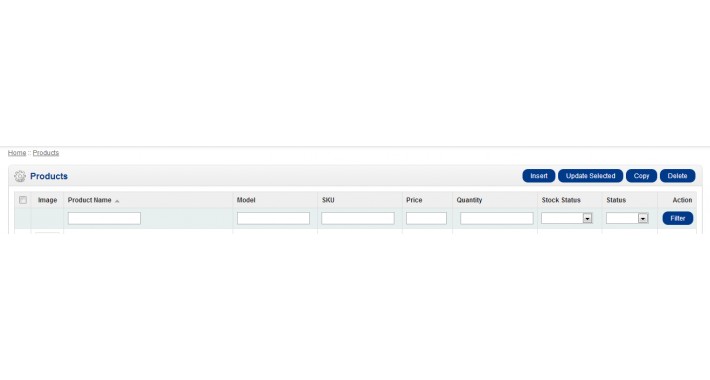 Edit Products Admin Product List with Sku and Stock Status