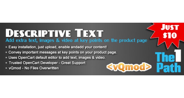 Descriptive Text - Add extra text, images & video