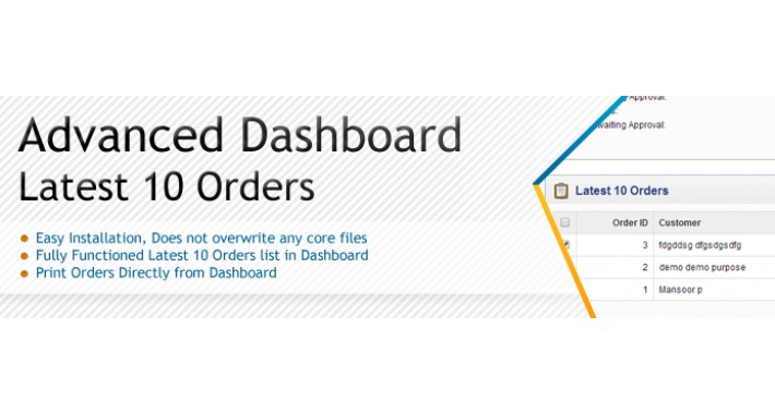 Advanced Dashboard Latest 10 Orders - SALE 30% DISCOUNT