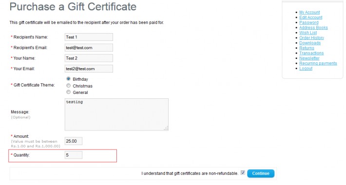 Purchase Gift Vouchers in Bulk vQmod