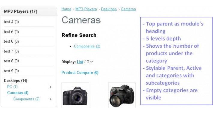 5 Levels Category Module Feature Rich