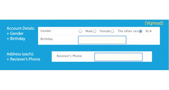 Add user info(vqmod) - add gender, birthday and reciever's phone