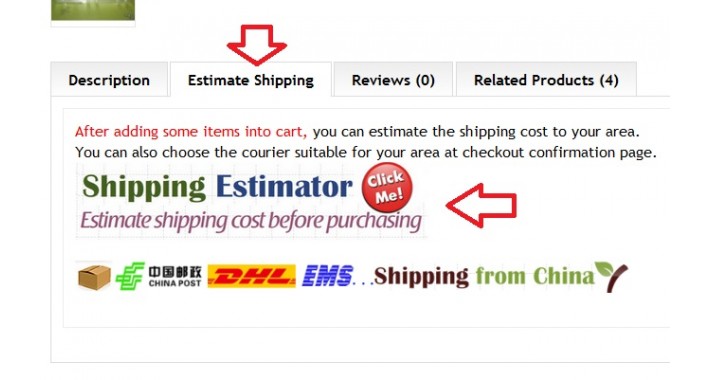 estimate shipping cost link tab