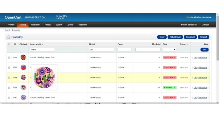 Admin Product List - Image Zoom (VQMOD/XML)