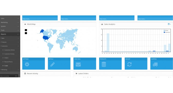 quick icons on dashboard