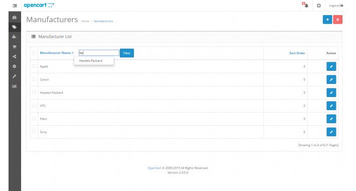 Manufacturer Name Filter with Autocomplete