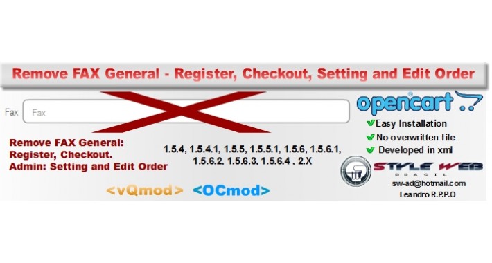 Remove FAX - Register, Checkout - Admin: Setting and Edit Order