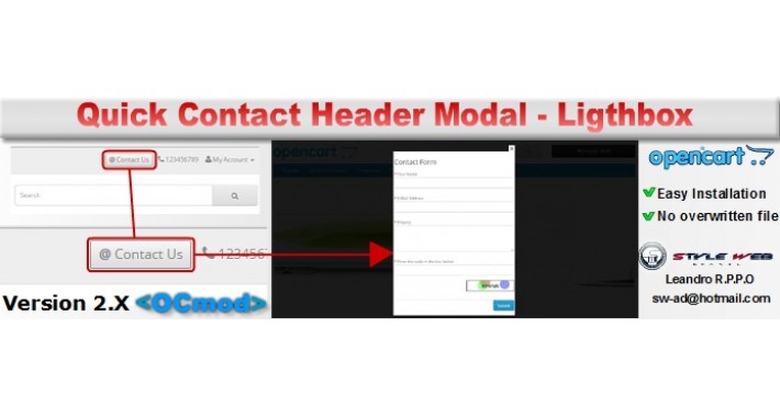 [OCmod]Quick Contact Header Modal Lightbox
