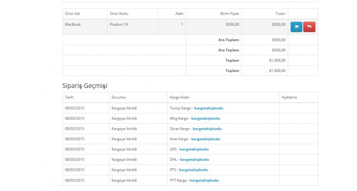 Opencart 2.0.X - 2.1.X - 2.2.X - 2.3.X  Kargo Takip Modülü