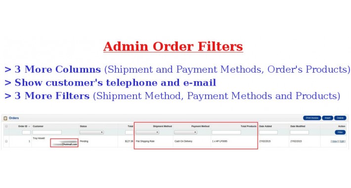 Admin Order Filters