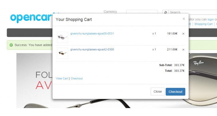 Bootstrap Shopping Cart Modal