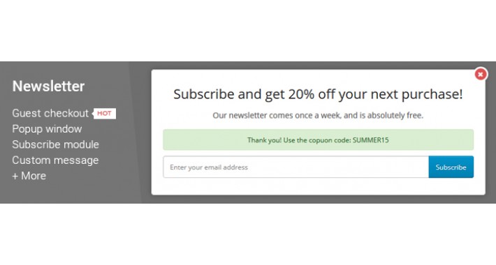 Newsletter Subscribe + Guest Checkout Integration