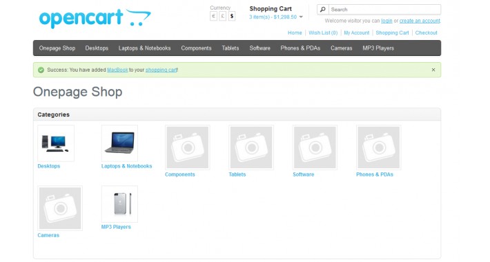 Onepage shop