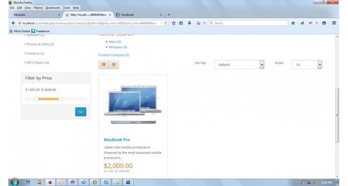 Product Price filter