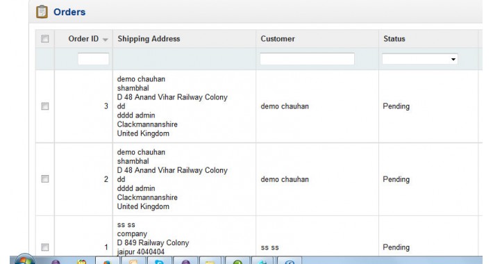 shipping address in order list
