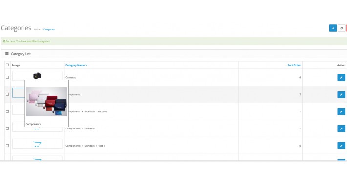 Images of Categories in Admin for Opencart 2