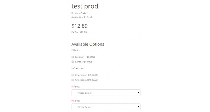 Auto Update price (Select list + Radio + Checkbox)