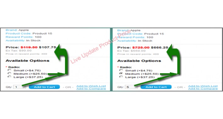Live Update Product Price with Option Price (ACESHOP/MIJOSHOP)