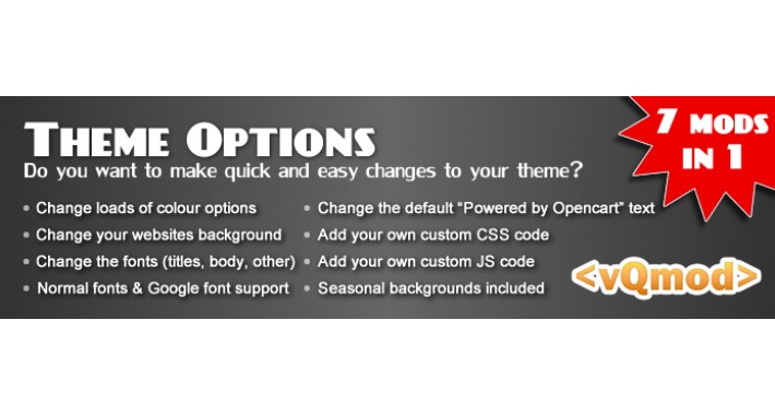 Theme Options [vQmod] - Change theme colours, backgrounds, fonts