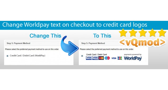 Change WorldPay text on checkout to credit card logos VQMod