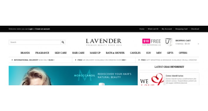 Perfume & Cosmetics OpenCart Theme - Lavender