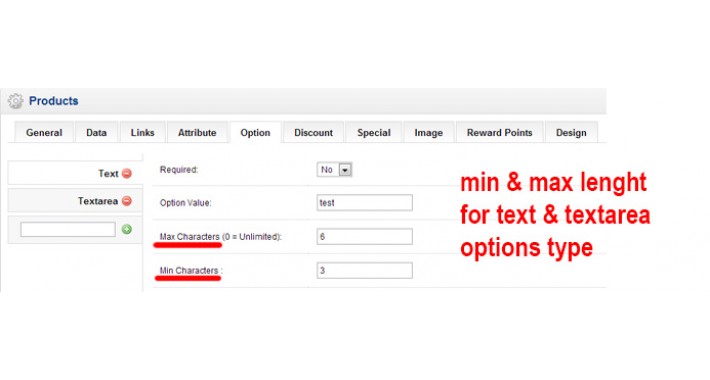 opencart-characters-limit-for-text-textarea-min-max-length-option-type