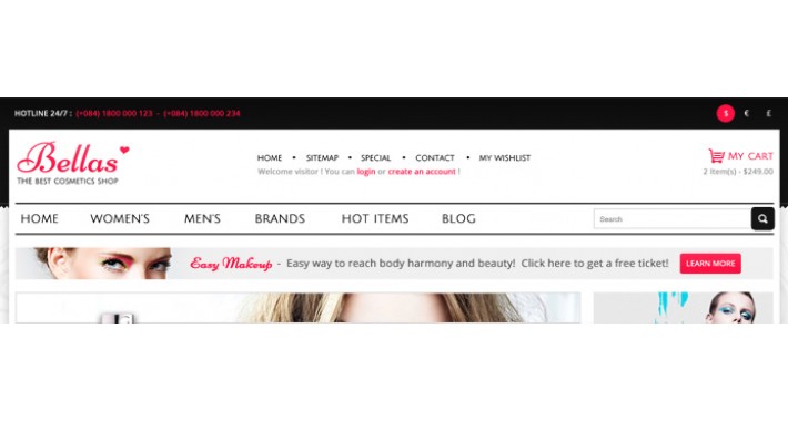 Cosmetics Responsive OpenCart Theme - Bella