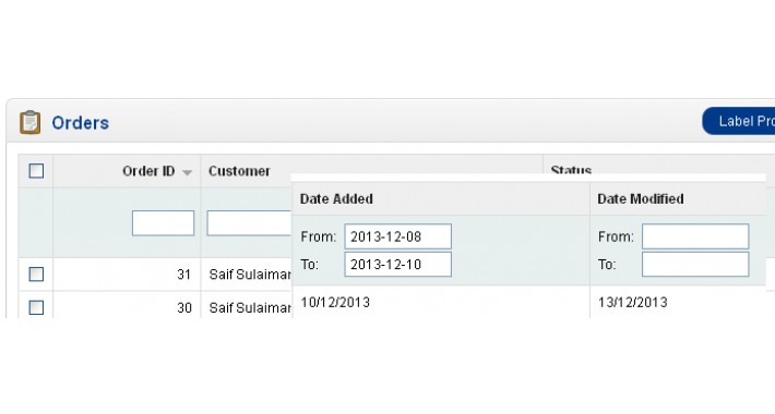 Filter Order By Date Range