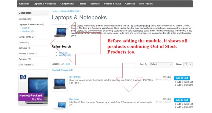 Hide Out Of Stock Products From Filters & Website -vQmod