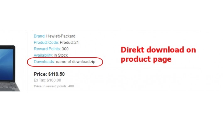 Direkt download on product page