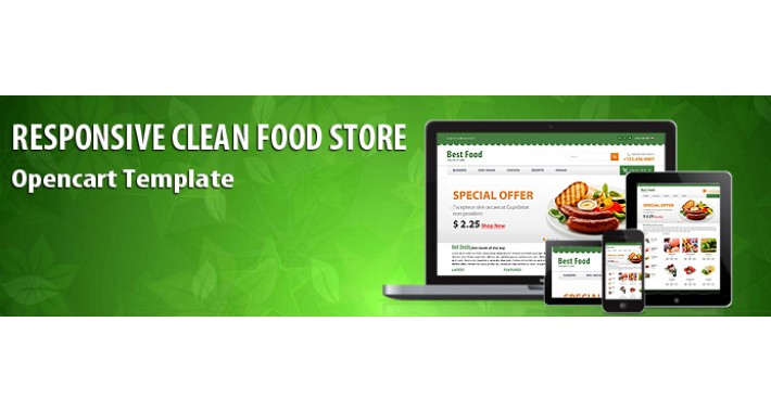 Responsive Clean New Food Store Opencart Template