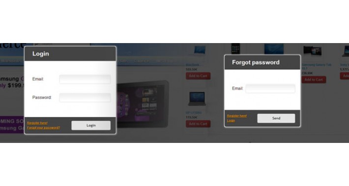 Ajax quick login - recover password