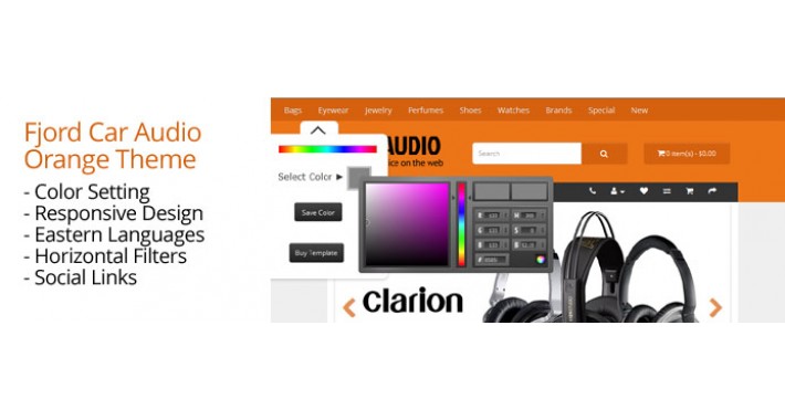 OpenCart 2 Theme Fjord Car Audio Orange