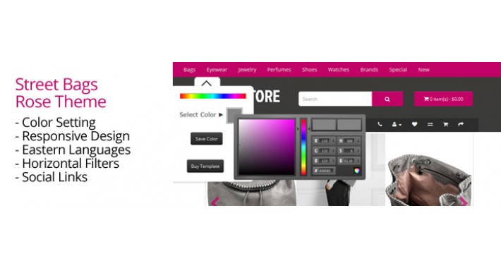 OpenCart 2 Theme Street Bags Rose